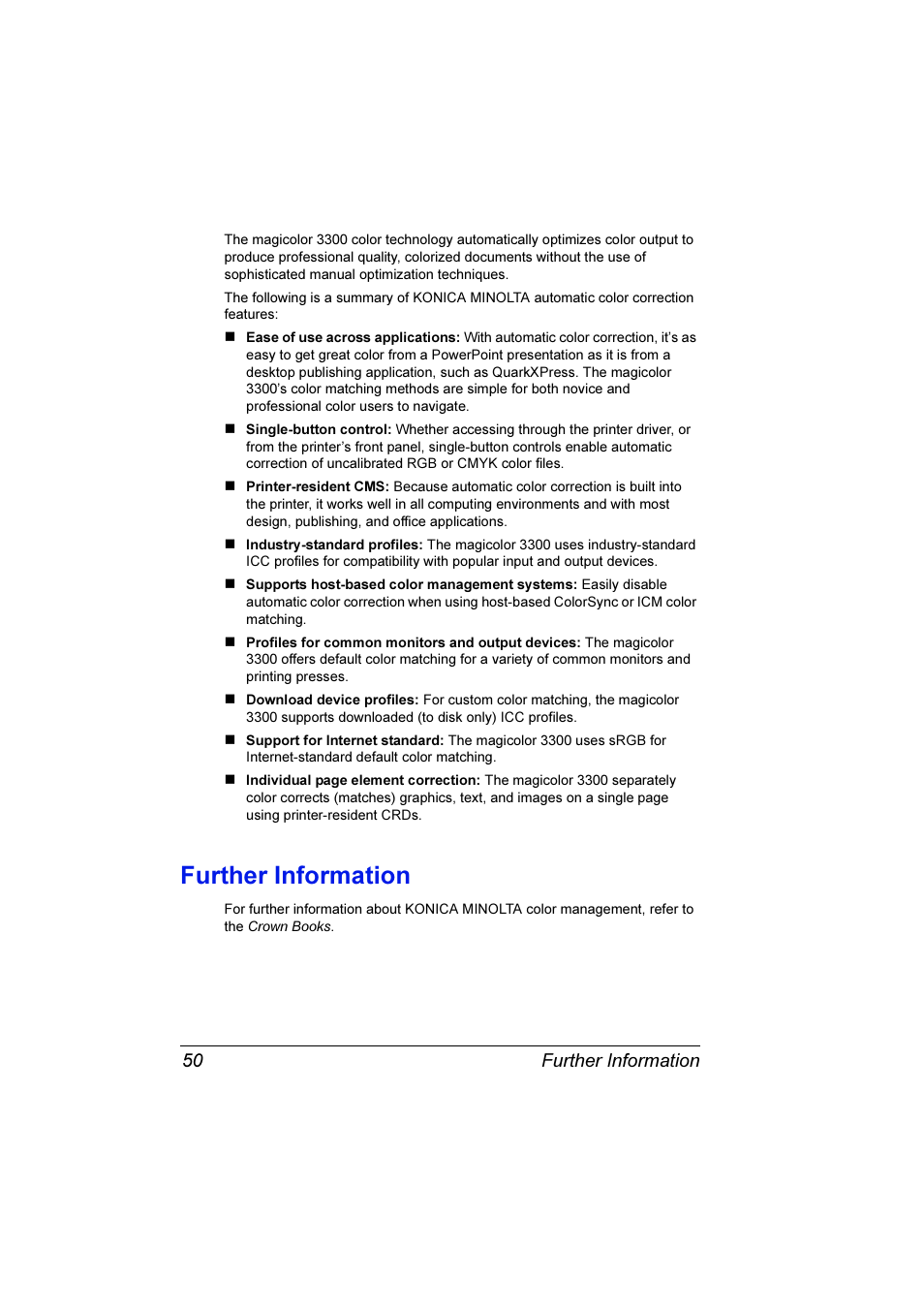 Further information, Further information 50 | Konica Minolta Magicolor 3300DN User Manual | Page 58 / 198