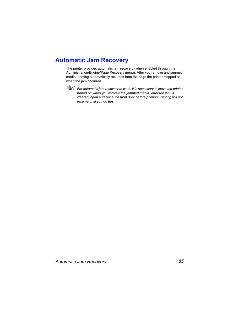 Automatic jam recovery | Konica Minolta Magicolor 3300DN User Manual | Page 93 / 198