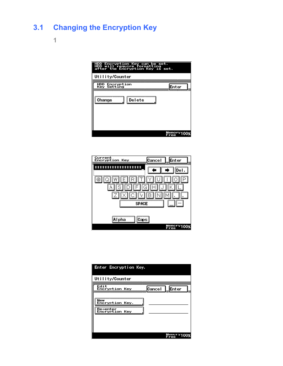 1 changing the encryption key | Konica Minolta bizhub 222 User Manual | Page 15 / 30