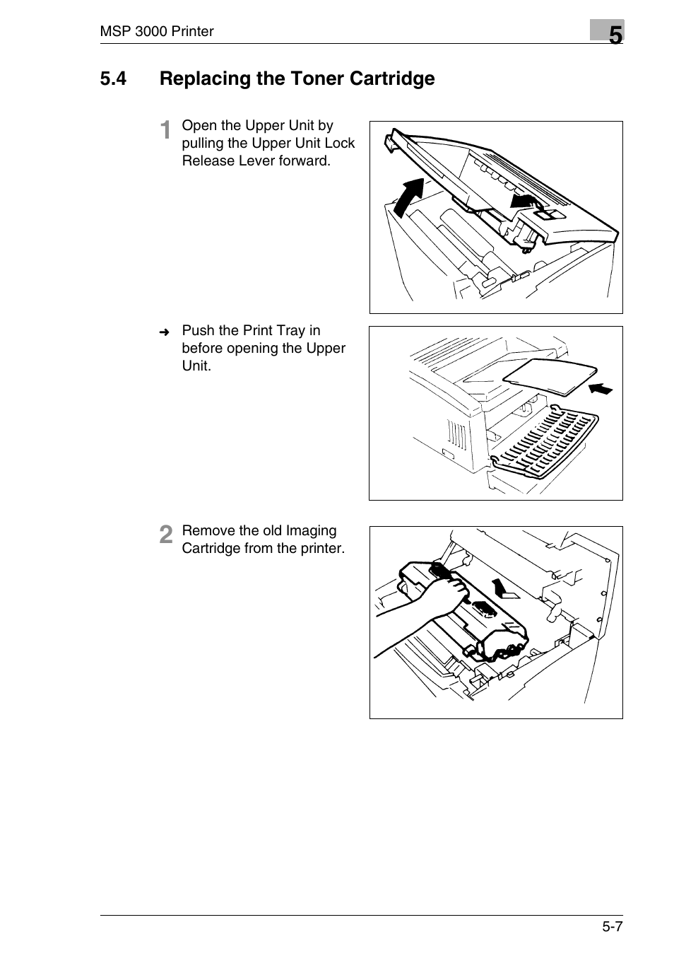 4 replacing the toner cartridge, Replacing the toner cartridge -7 | Konica Minolta MS7000 MKII User Manual | Page 117 / 154