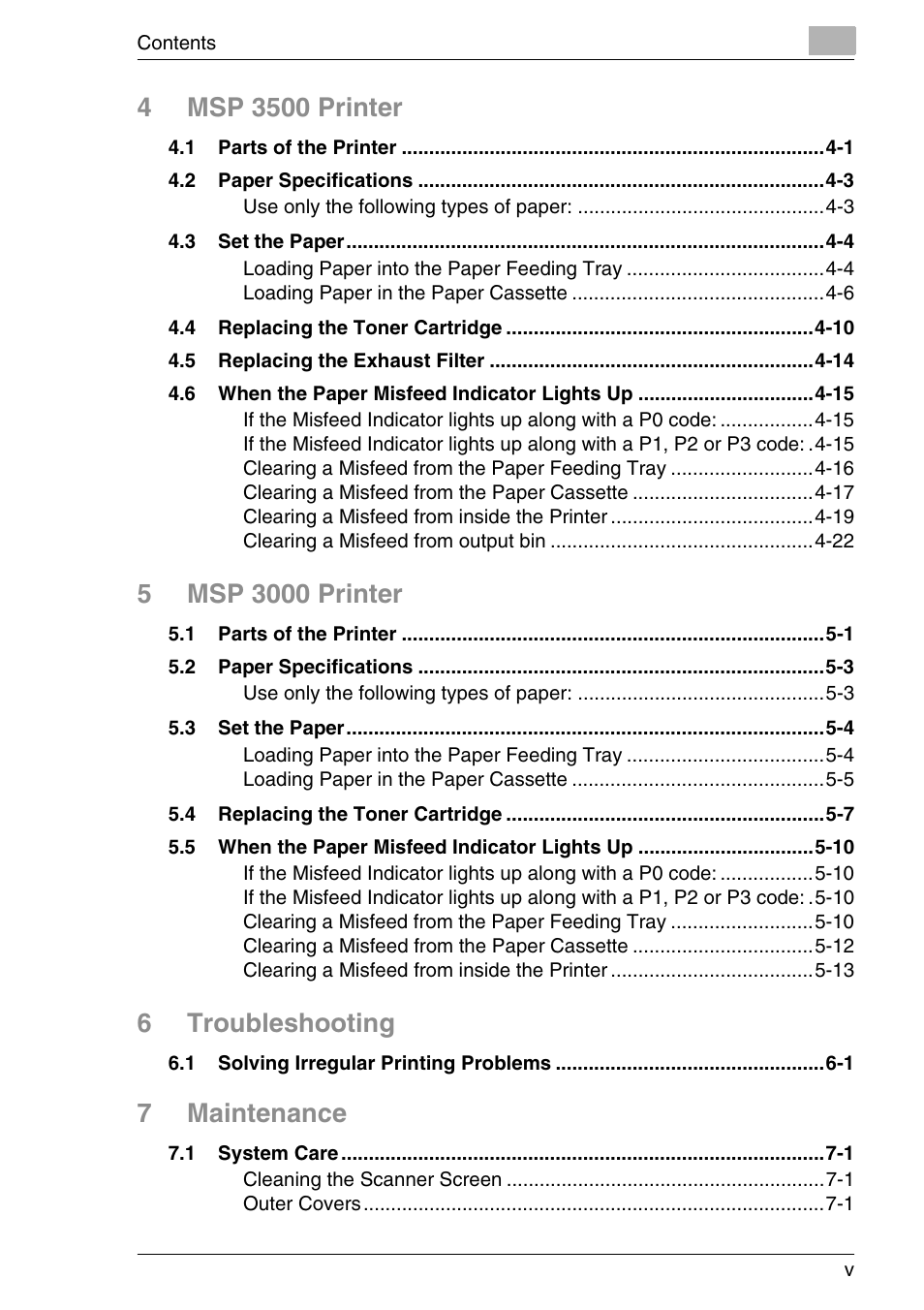 6troubleshooting, 7maintenance | Konica Minolta MS7000 MKII User Manual | Page 13 / 154