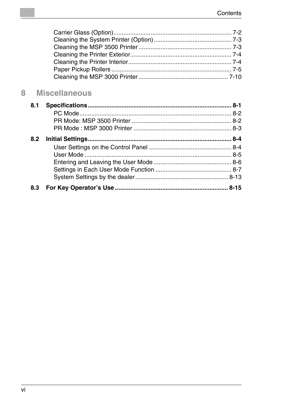 8miscellaneous | Konica Minolta MS7000 MKII User Manual | Page 14 / 154