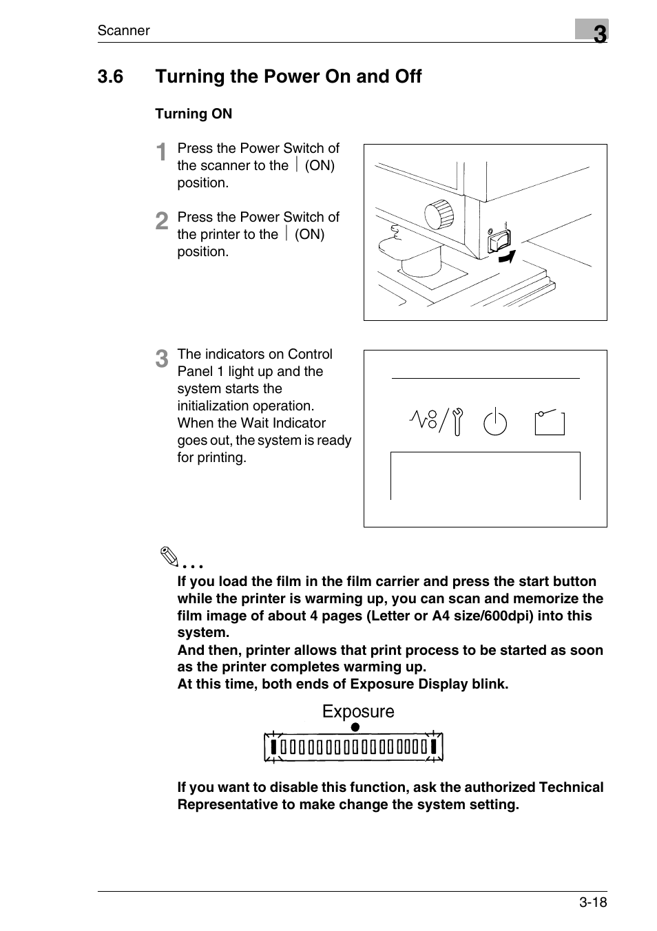 6 turning the power on and off, Turning on, Turning the power on and off -18 | Turning on -18 | Konica Minolta MS7000 MKII User Manual | Page 51 / 154