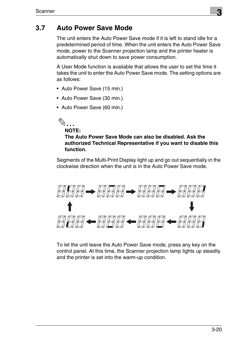 7 auto power save mode, Auto power save mode -20 | Konica Minolta MS7000 MKII User Manual | Page 53 / 154