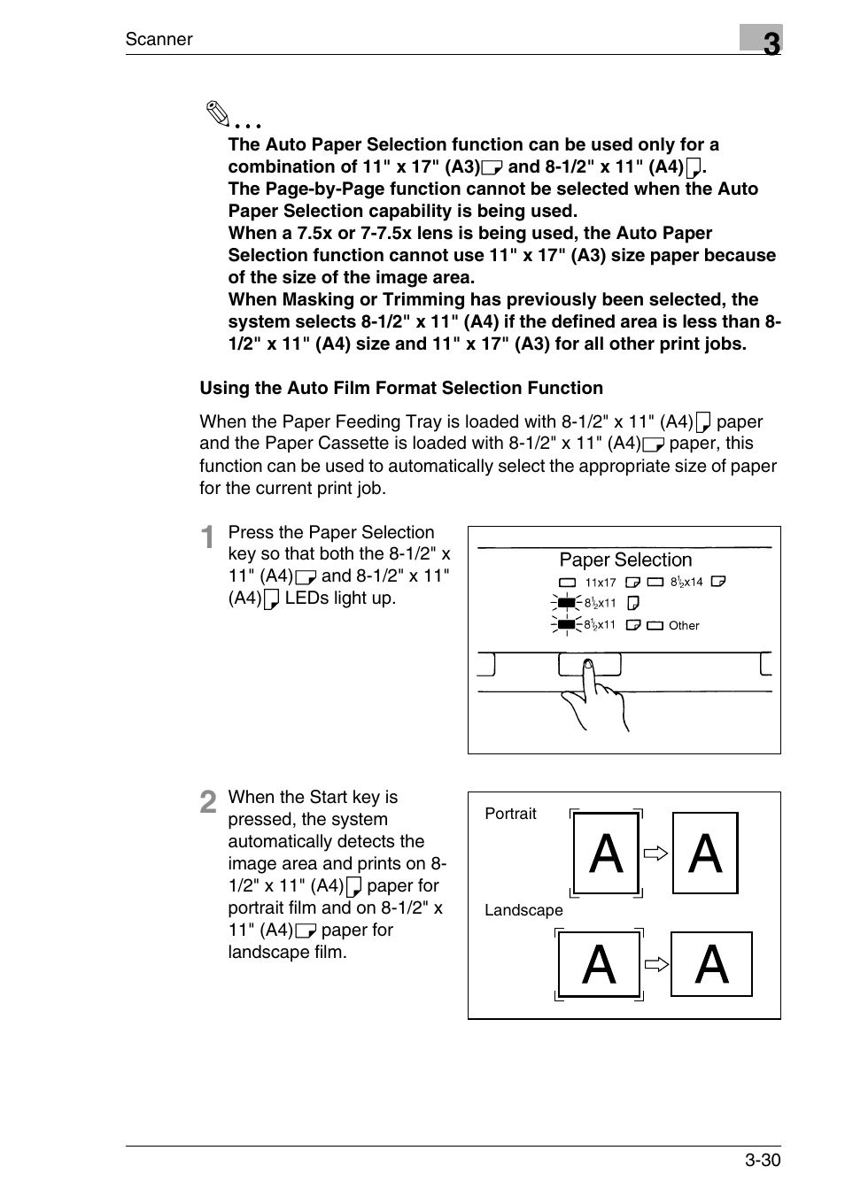 Using the auto film format selection function, Using the auto film format selection function -30 | Konica Minolta MS7000 MKII User Manual | Page 63 / 154
