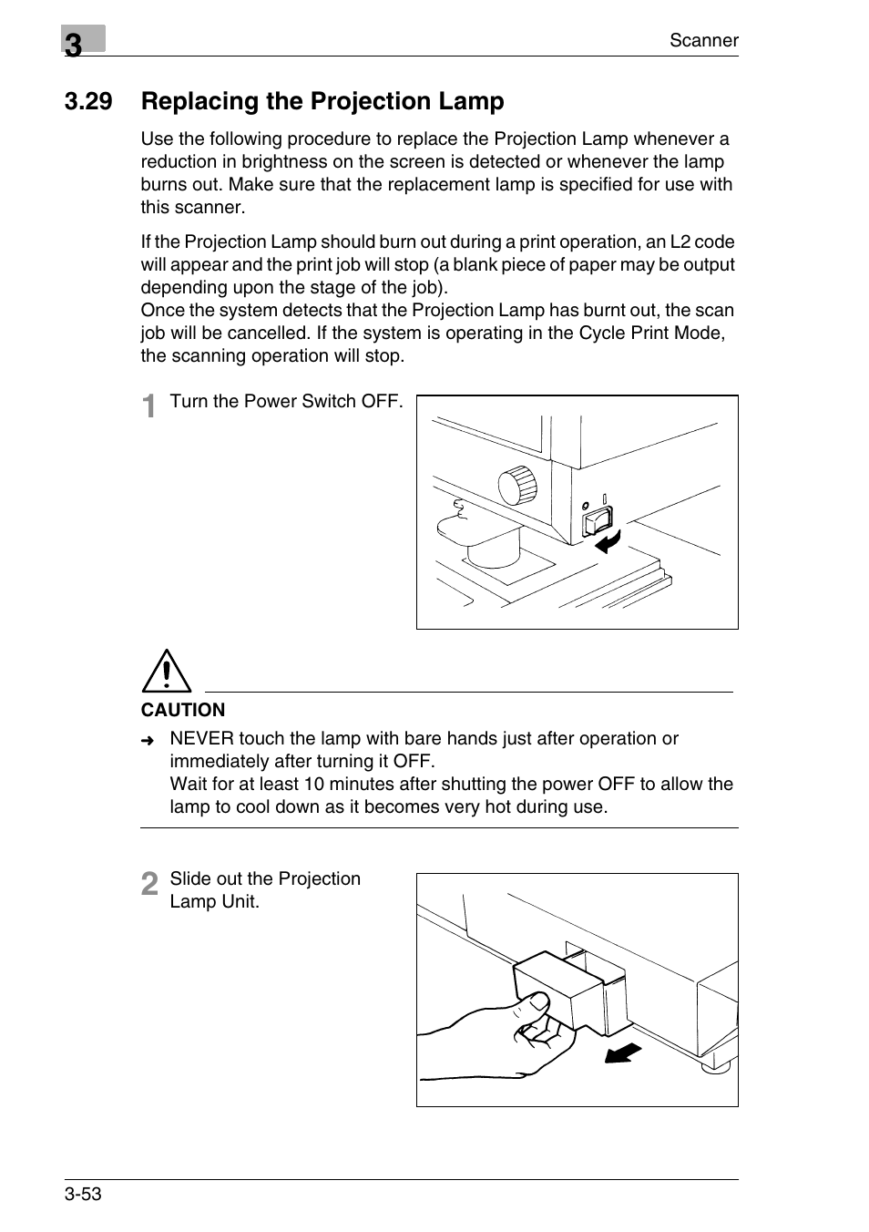 29 replacing the projection lamp, 29 replacing the projection lamp -53 | Konica Minolta MS7000 MKII User Manual | Page 86 / 154