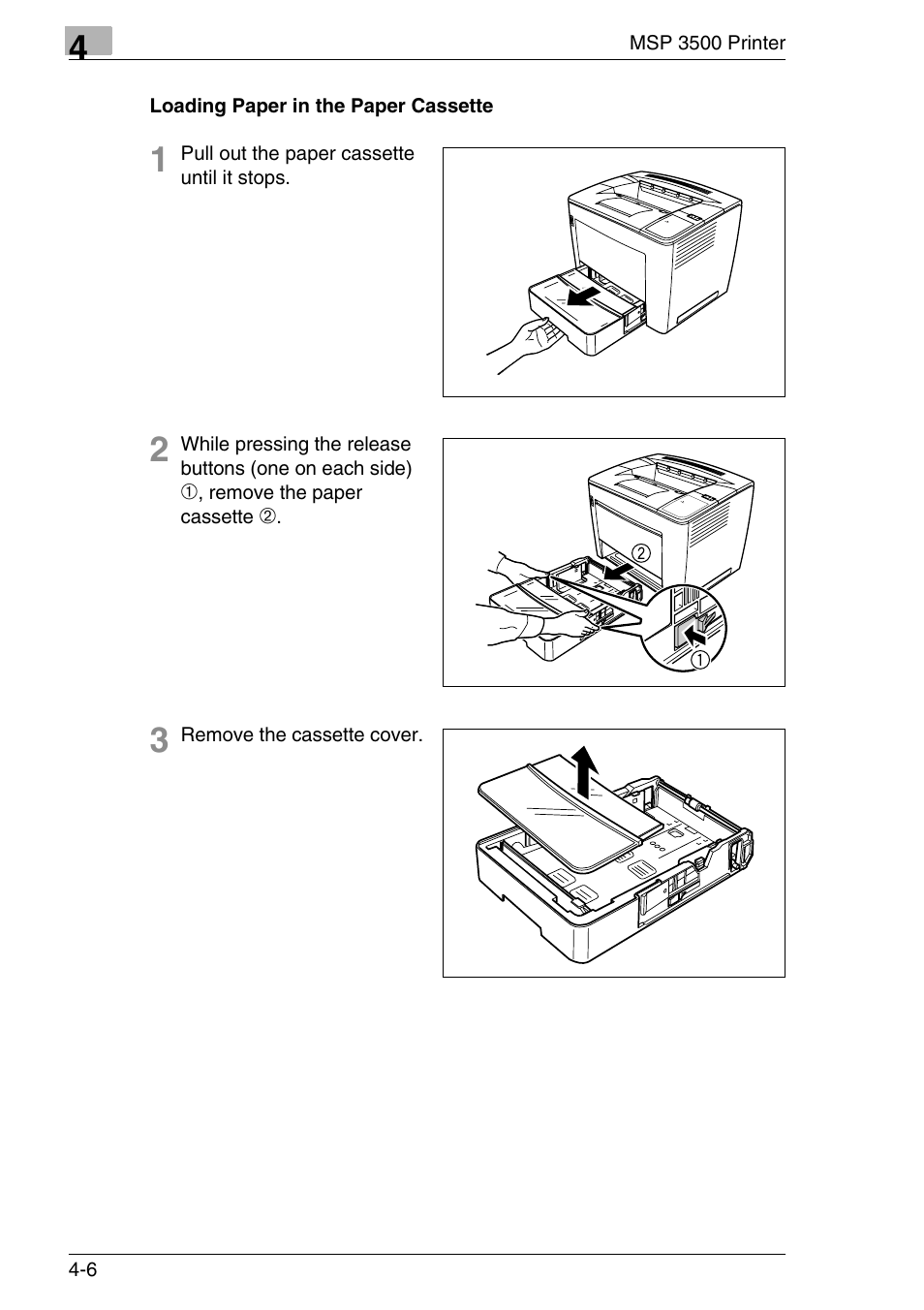 Loading paper in the paper cassette, Loading paper in the paper cassette -6 | Konica Minolta MS7000 MKII User Manual | Page 94 / 154