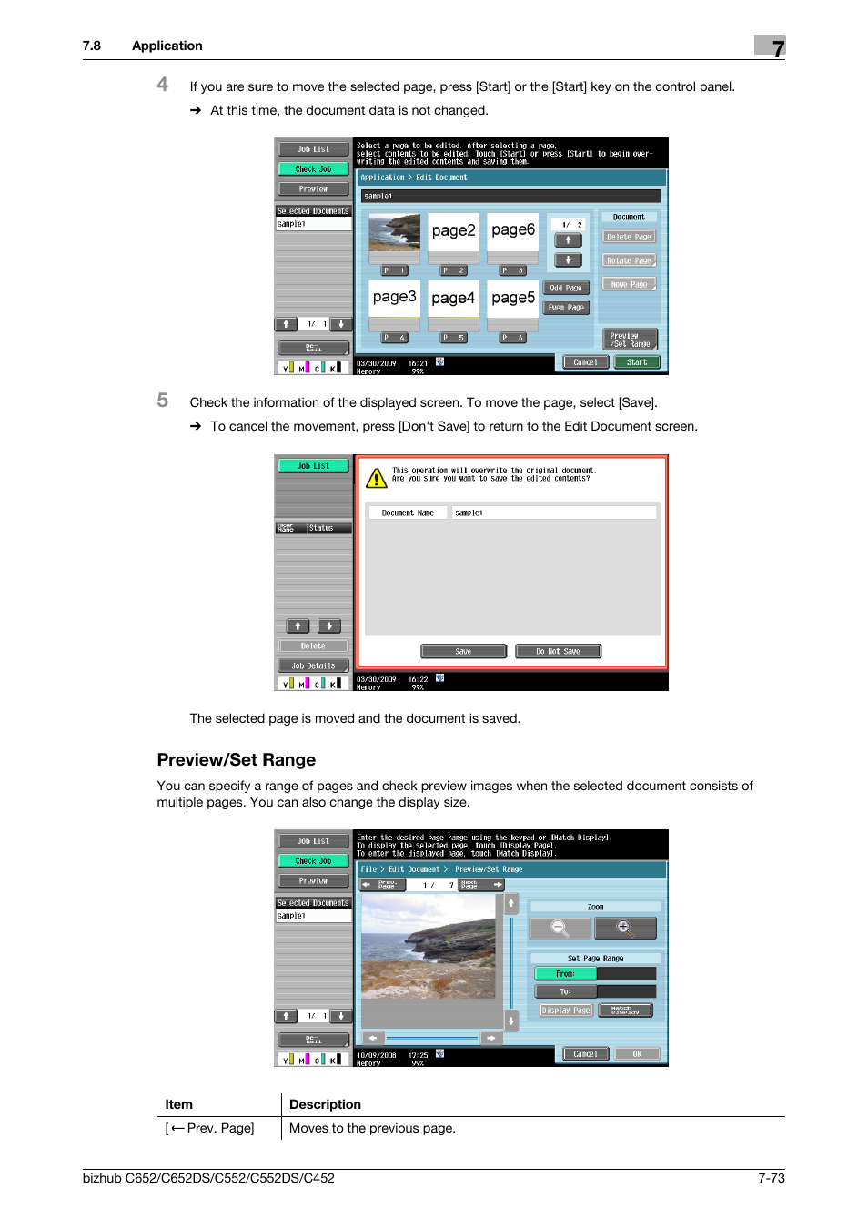 Preview/set range, Preview/set range -73, P. 7-73) | Konica Minolta BIZHUB C652DS User Manual | Page 178 / 300