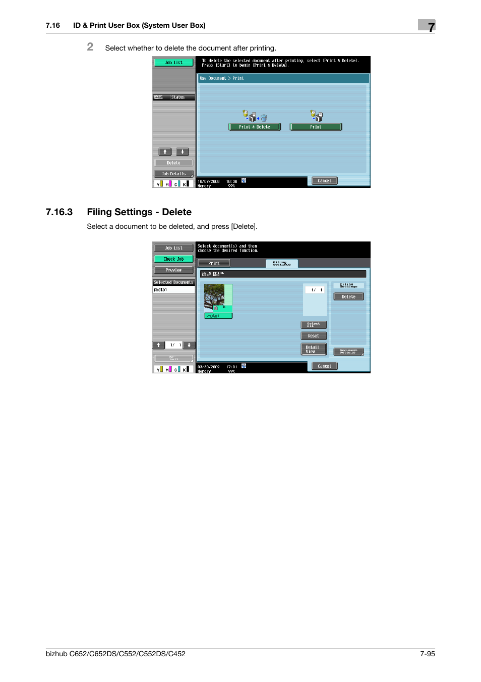 3 filing settings - delete, Filing settings - delete -95, P. 7-95 | Konica Minolta BIZHUB C652DS User Manual | Page 200 / 300