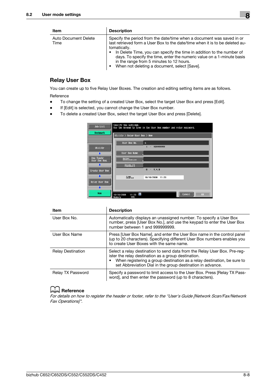 Relay user box, Relay user box -8, Are relayed.(p. 8-8) | P. 8-8) | Konica Minolta BIZHUB C652DS User Manual | Page 216 / 300