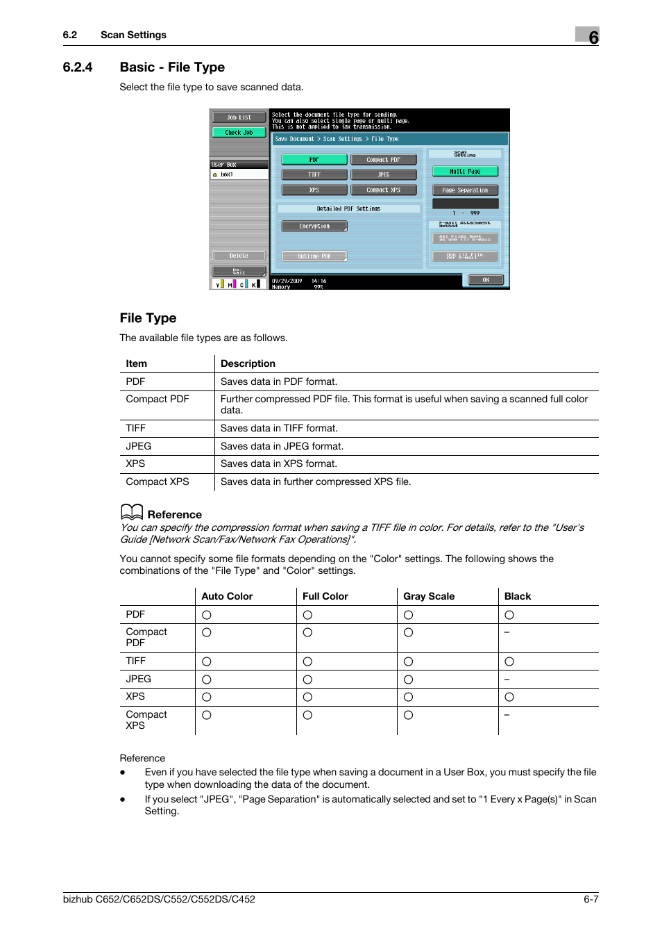 4 basic - file type, File type, Basic - file type -7 file type -7 | P. 6-7), Le type (p. 6-7) | Konica Minolta BIZHUB C652DS User Manual | Page 93 / 300