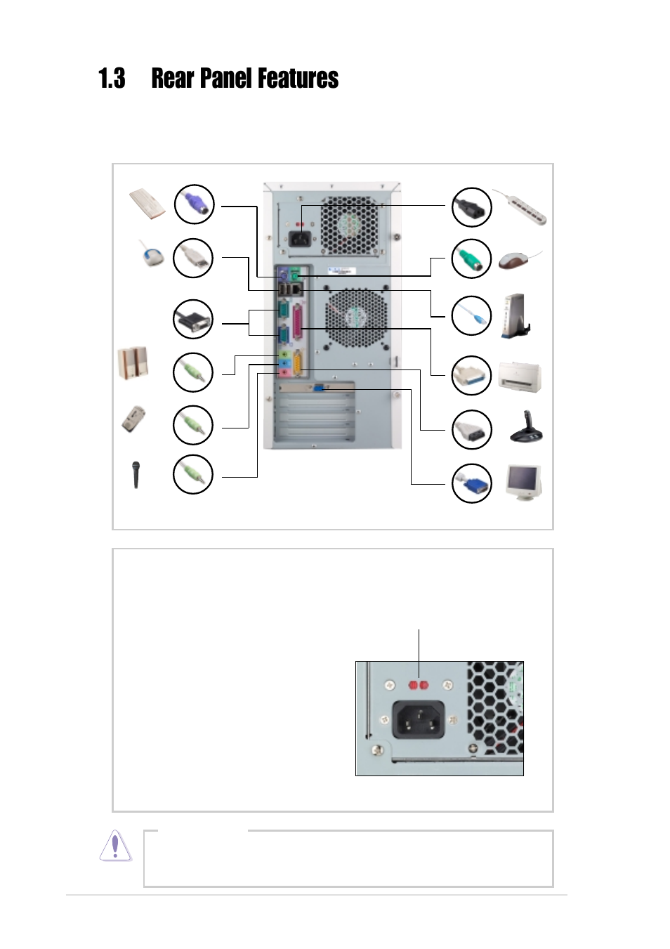 3 rear panel features, Voltage selector | Asus Pentium 4 Pedestal Server AP130-D User Manual | Page 16 / 40