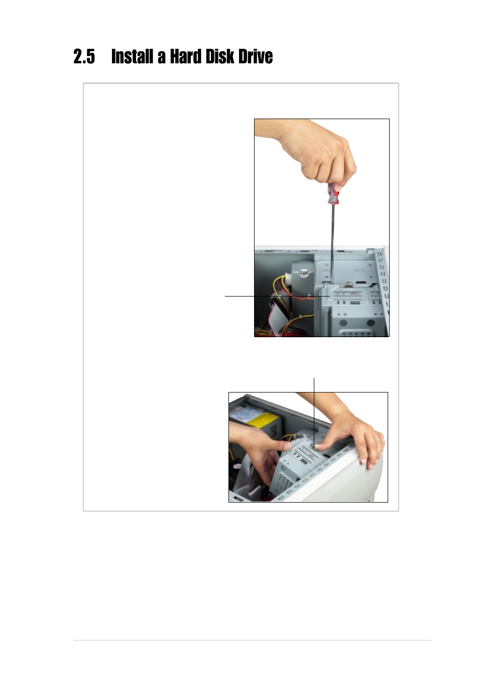 5 install a hard disk drive, Remove the hdd/floppy cage | Asus Pentium 4 Pedestal Server AP130-D User Manual | Page 27 / 40