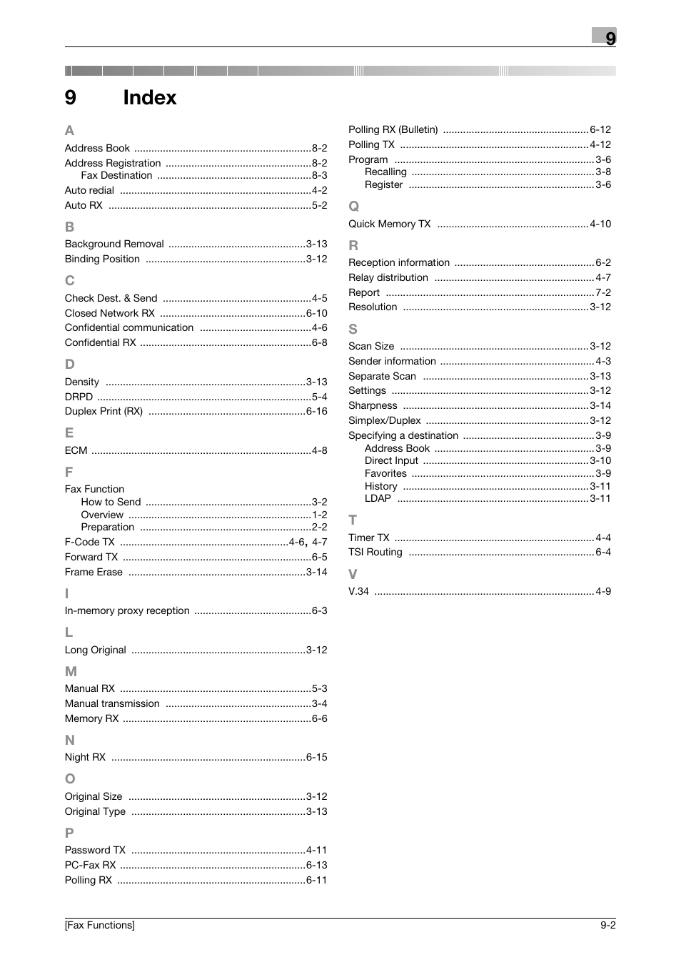 9 index, Index, 9index | Konica Minolta bizhub 4750 User Manual | Page 68 / 69