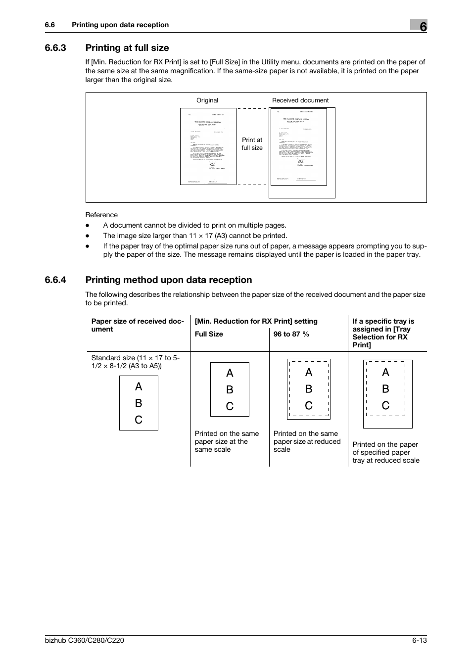 3 printing at full size, 4 printing method upon data reception, Printing at full size -13 | Printing method upon data reception -13 | Konica Minolta BIZHUB C360 User Manual | Page 132 / 299