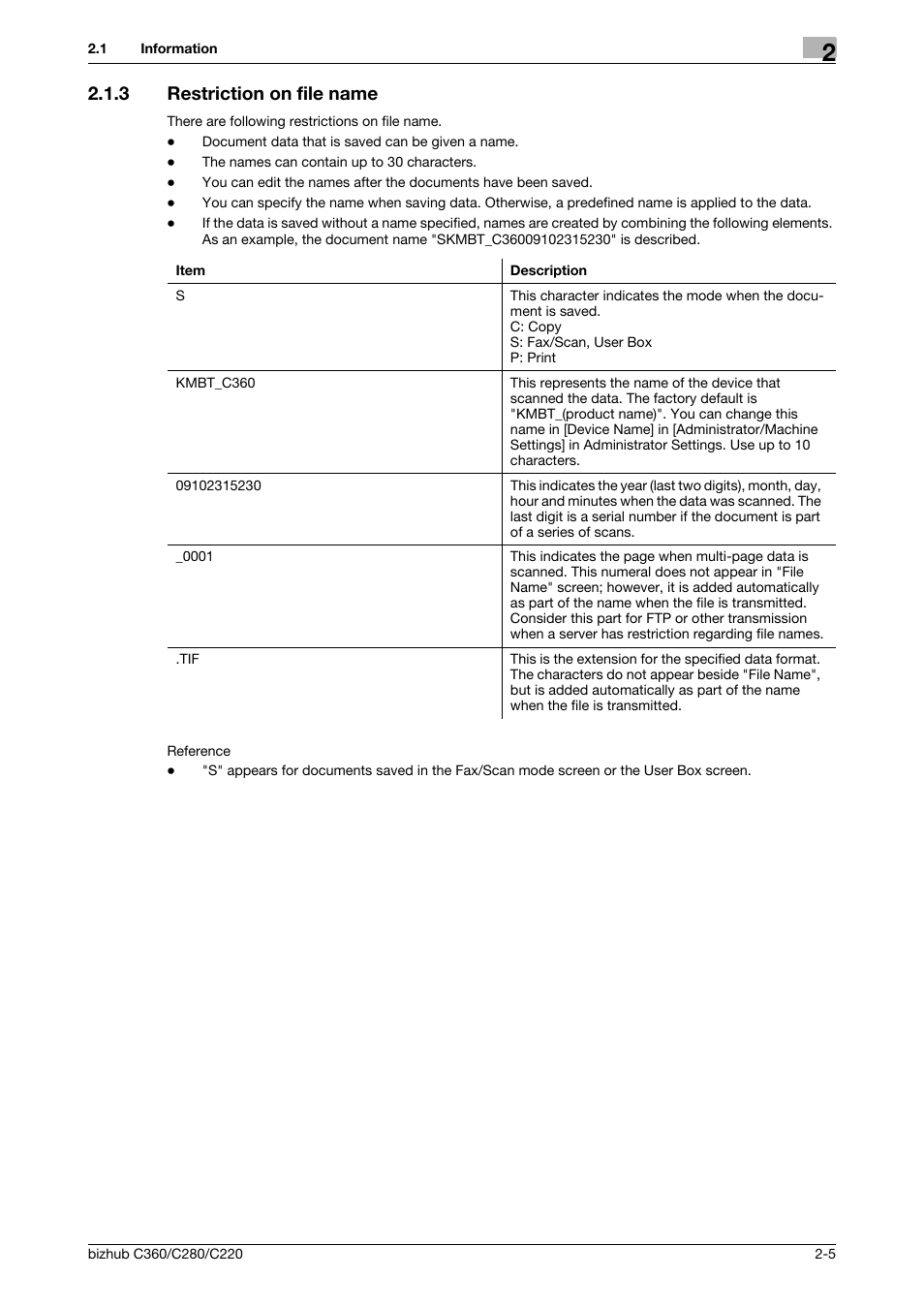 3 restriction on file name, Restriction on file name -5 | Konica Minolta BIZHUB C360 User Manual | Page 21 / 299