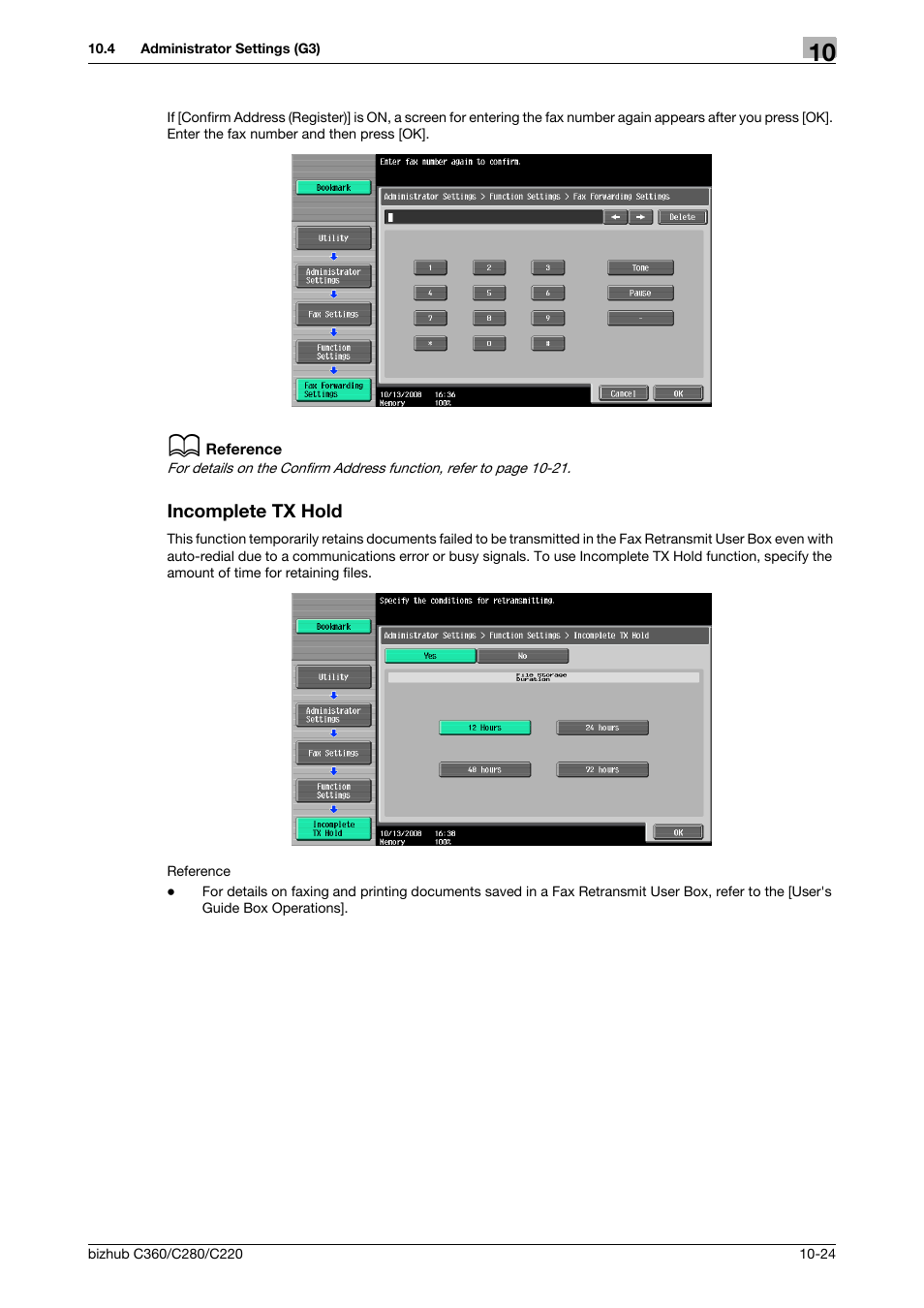 Incomplete tx hold, Incomplete tx hold -24, P. 10-24) | Konica Minolta BIZHUB C360 User Manual | Page 220 / 299