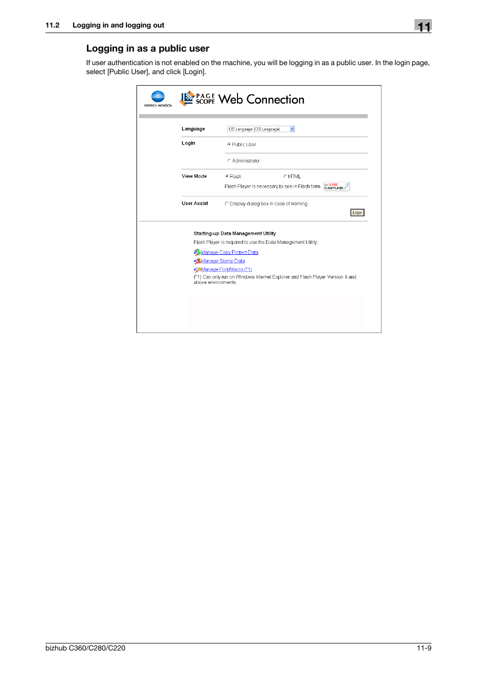 Logging in as a public user, Logging in as a public user -9 | Konica Minolta BIZHUB C360 User Manual | Page 246 / 299