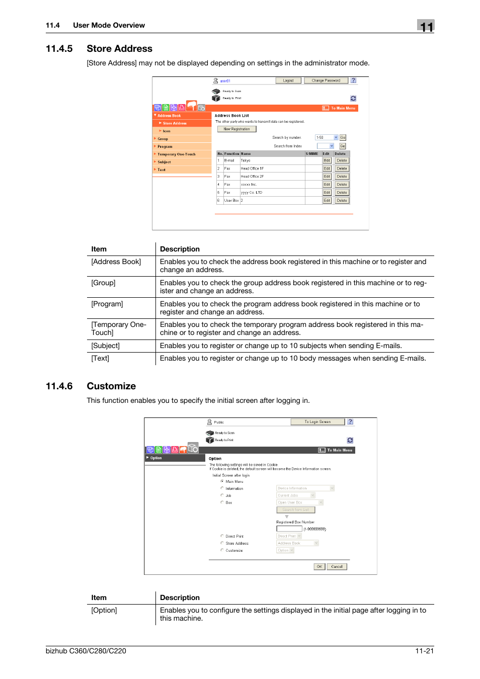 5 store address, 6 customize, Store address -21 | Customize -21 | Konica Minolta BIZHUB C360 User Manual | Page 258 / 299