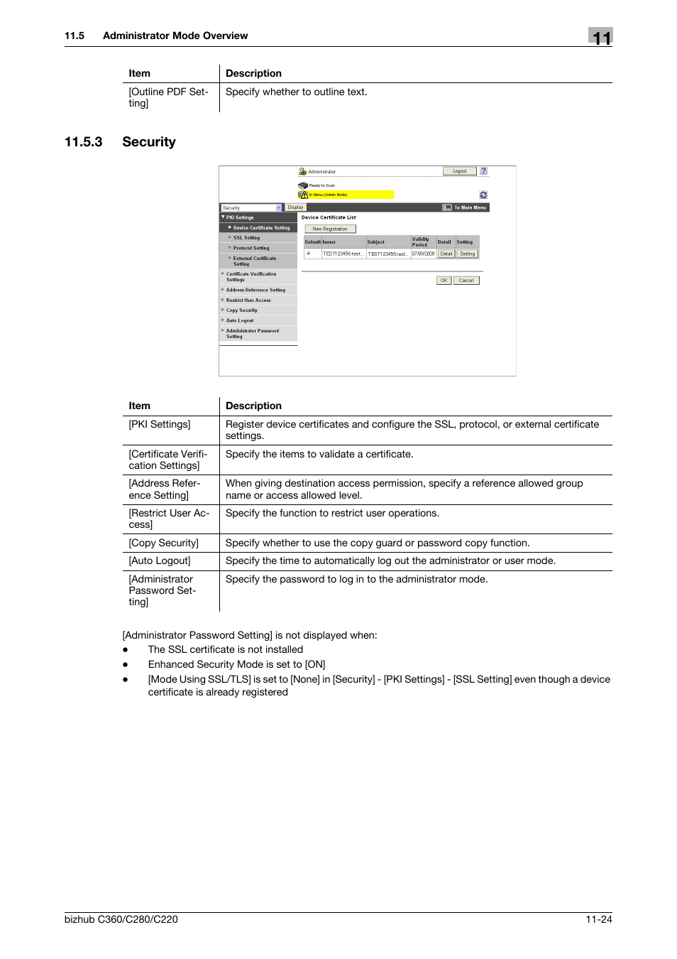 3 security, Security -24 | Konica Minolta BIZHUB C360 User Manual | Page 261 / 299