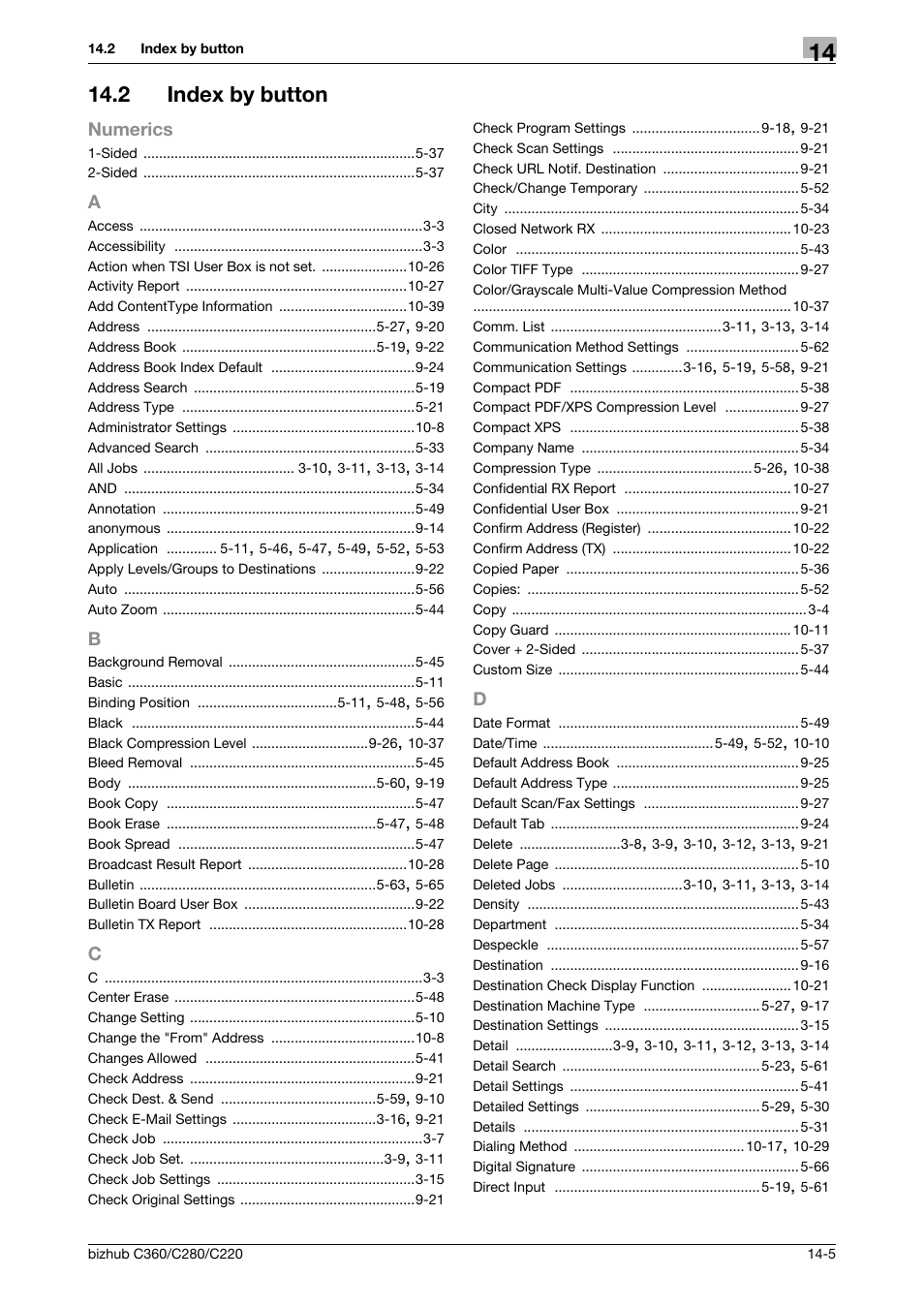 2 index by button, A to d, Index by button -5 | Konica Minolta BIZHUB C360 User Manual | Page 295 / 299