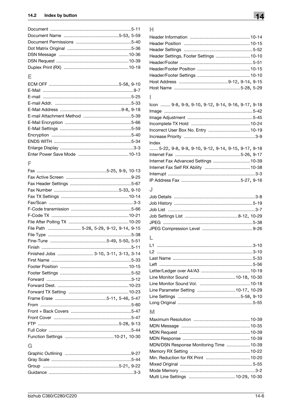 E to m | Konica Minolta BIZHUB C360 User Manual | Page 296 / 299