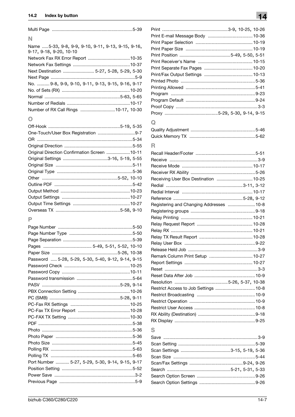 N to s | Konica Minolta BIZHUB C360 User Manual | Page 297 / 299