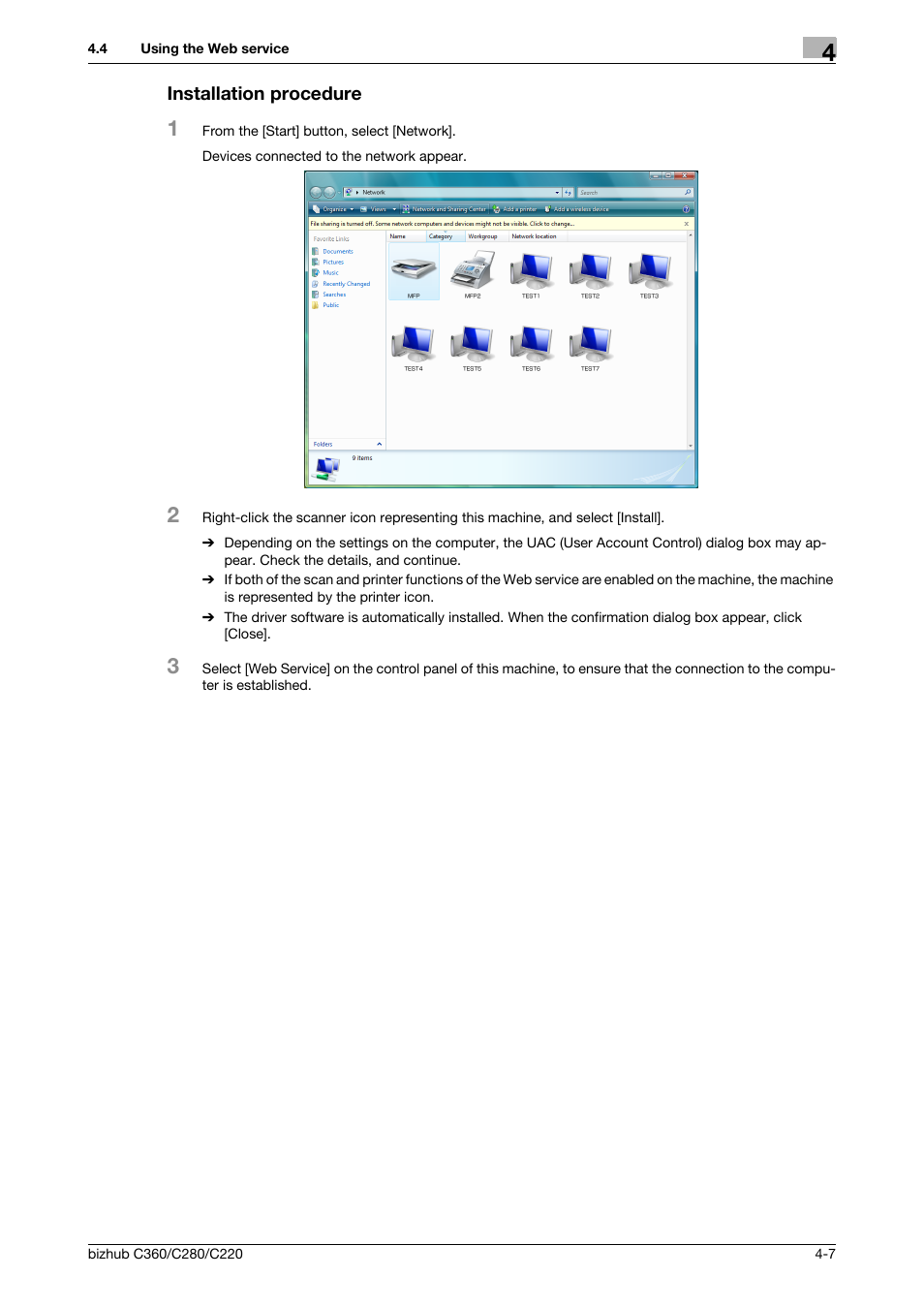 Installation procedure, Installation procedure -7 | Konica Minolta BIZHUB C360 User Manual | Page 51 / 299