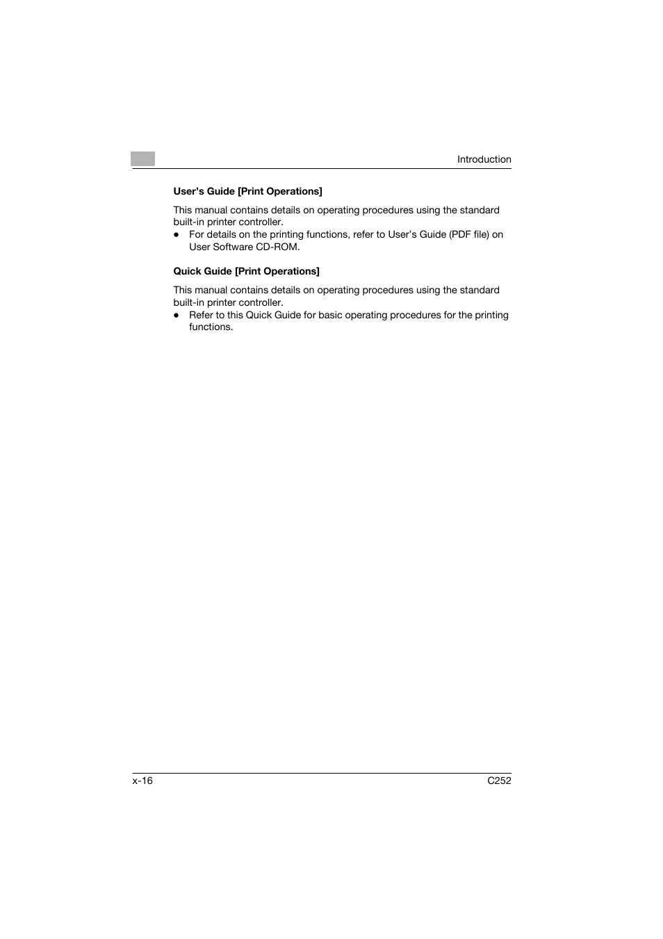 User’s guide [print operations, Quick guide [print operations | Konica Minolta BIZHUB C252 User Manual | Page 17 / 194