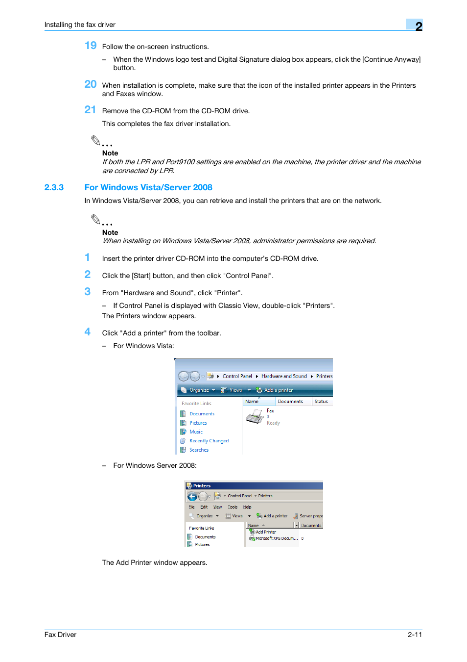 3 for windows vista/server 2008, For windows vista/server 2008 -11 | Konica Minolta bizhub C200 User Manual | Page 22 / 59