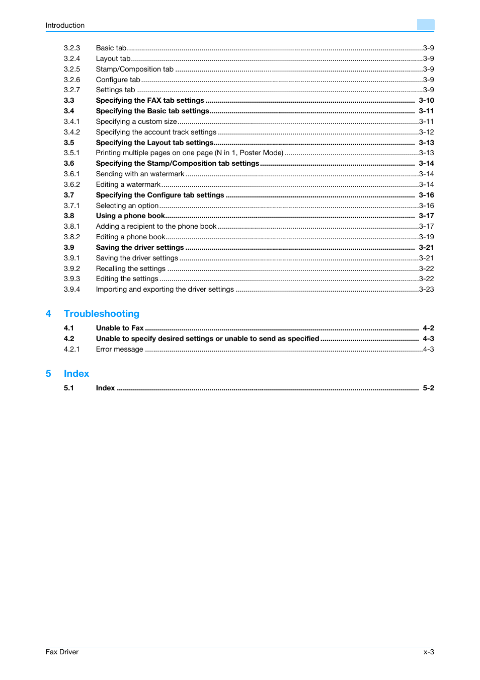 4troubleshooting, 5index | Konica Minolta bizhub C200 User Manual | Page 4 / 59