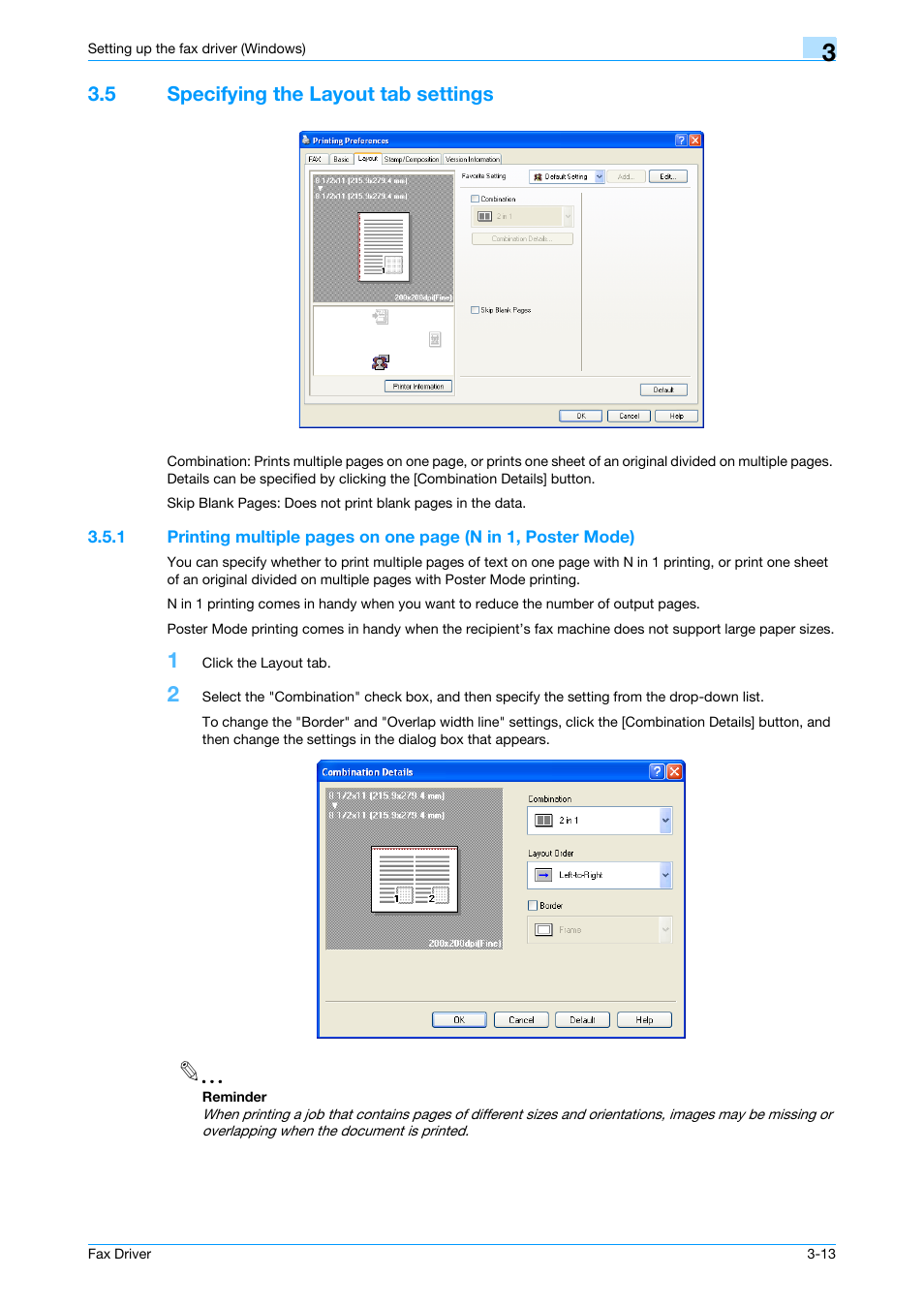 5 specifying the layout tab settings, Specifying the layout tab settings -13 | Konica Minolta bizhub C200 User Manual | Page 43 / 59