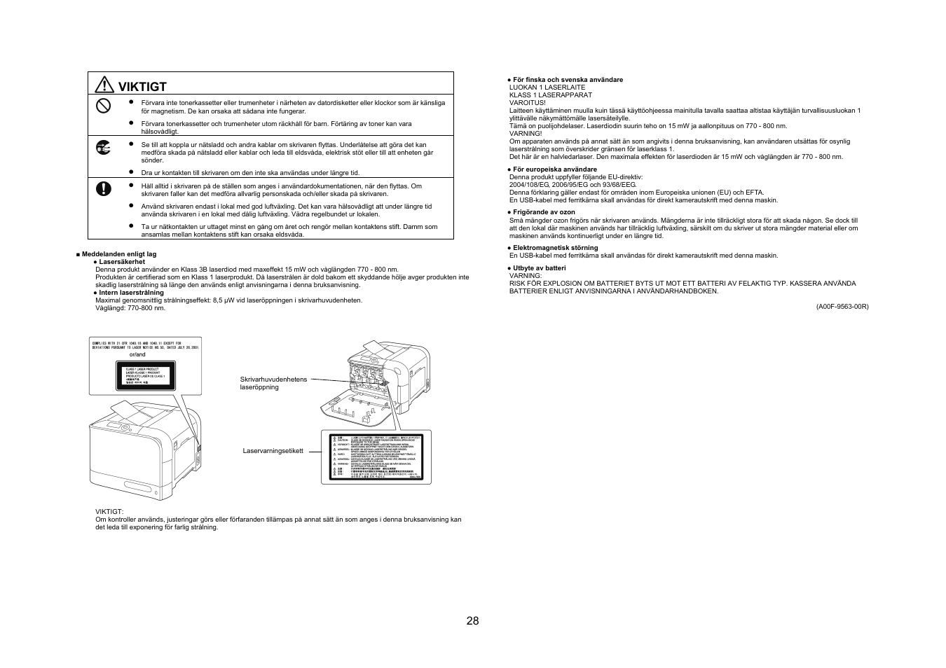 Viktigt | Konica Minolta bizhub C20PX User Manual | Page 29 / 40