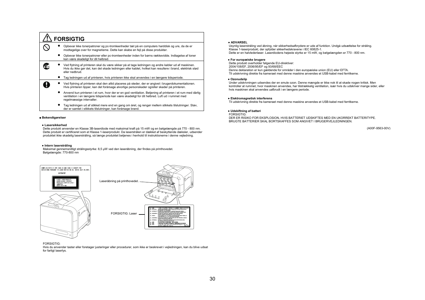 Forsigtig | Konica Minolta bizhub C20PX User Manual | Page 31 / 40
