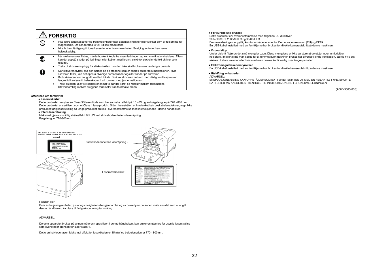 Forsiktig | Konica Minolta bizhub C20PX User Manual | Page 33 / 40
