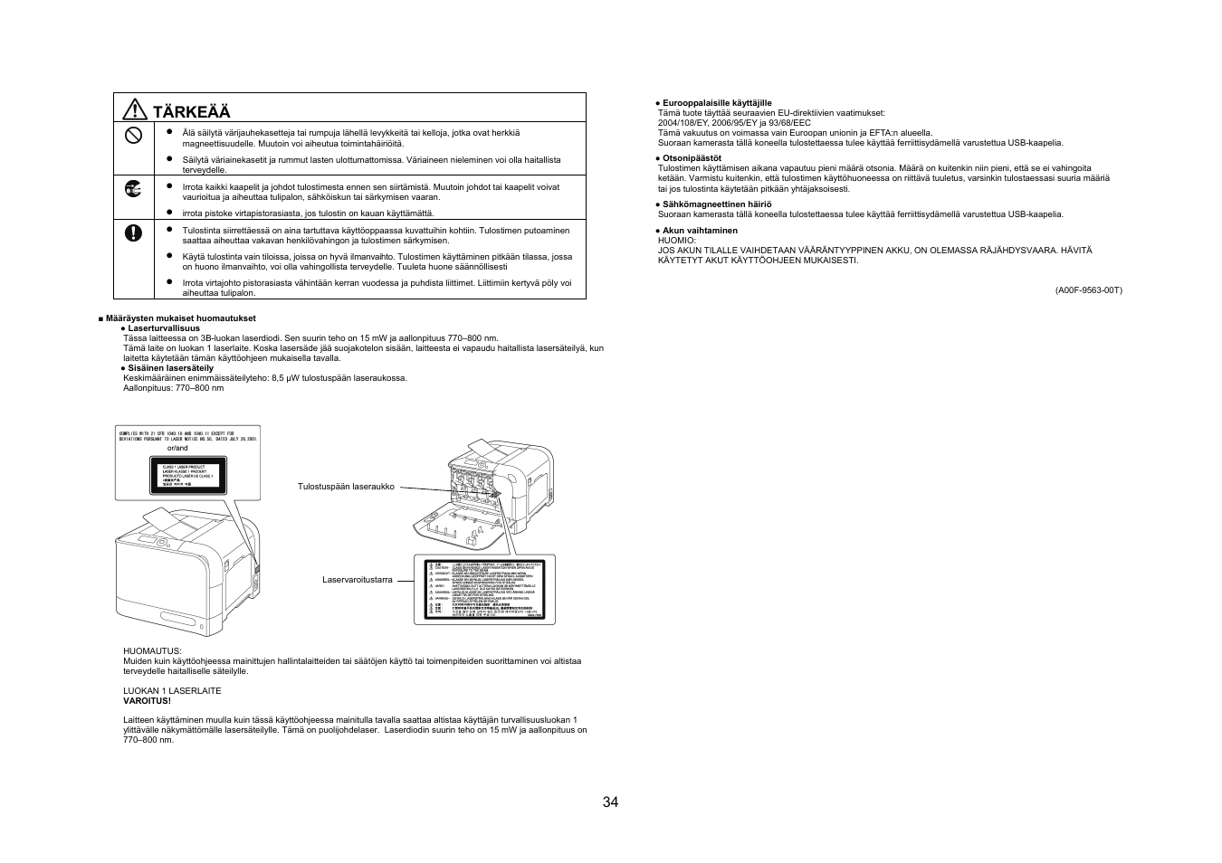 Tärkeää | Konica Minolta bizhub C20PX User Manual | Page 35 / 40