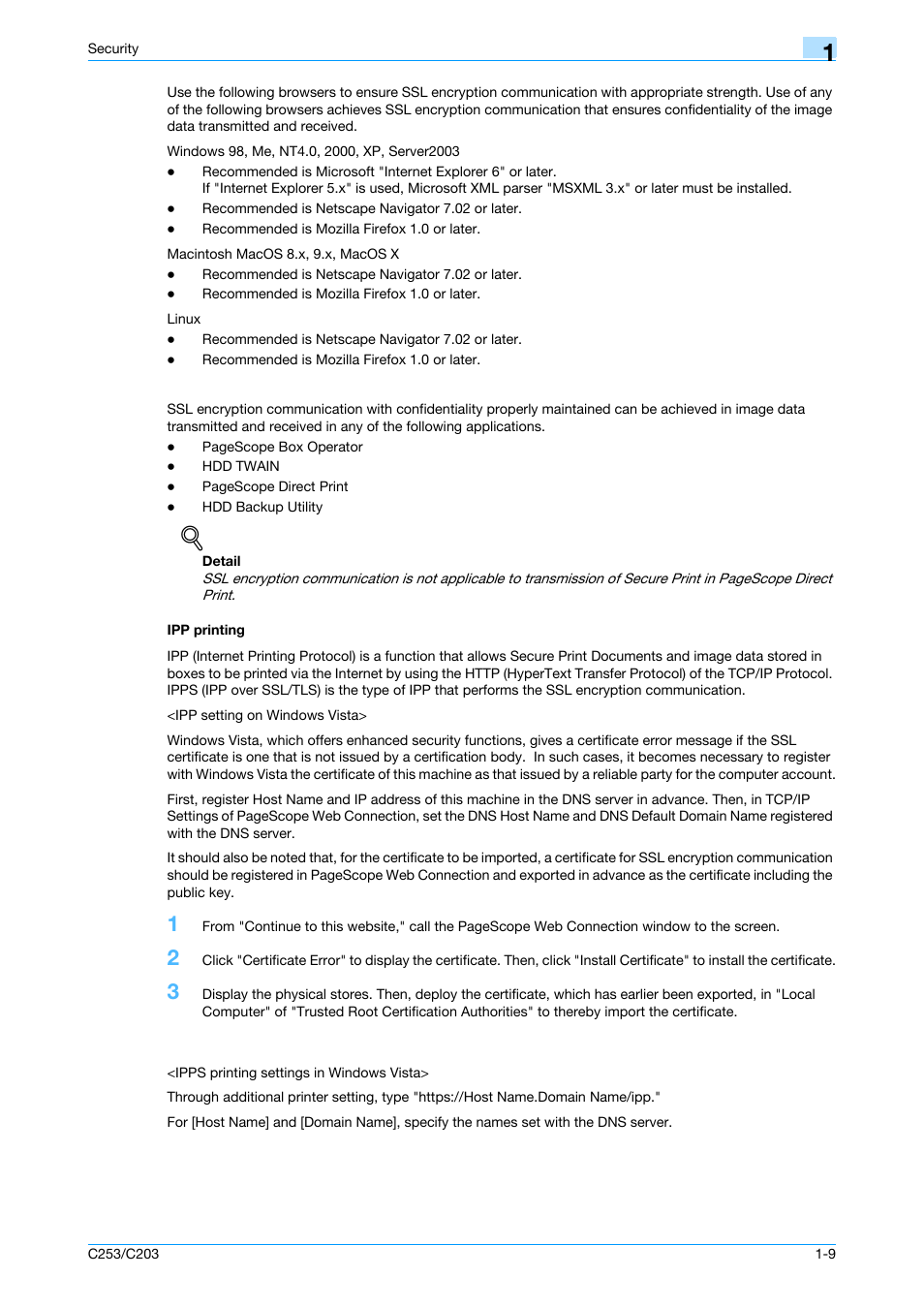 Ipp printing, Ipp printing -9 | Konica Minolta BIZHUB C253 User Manual | Page 14 / 186