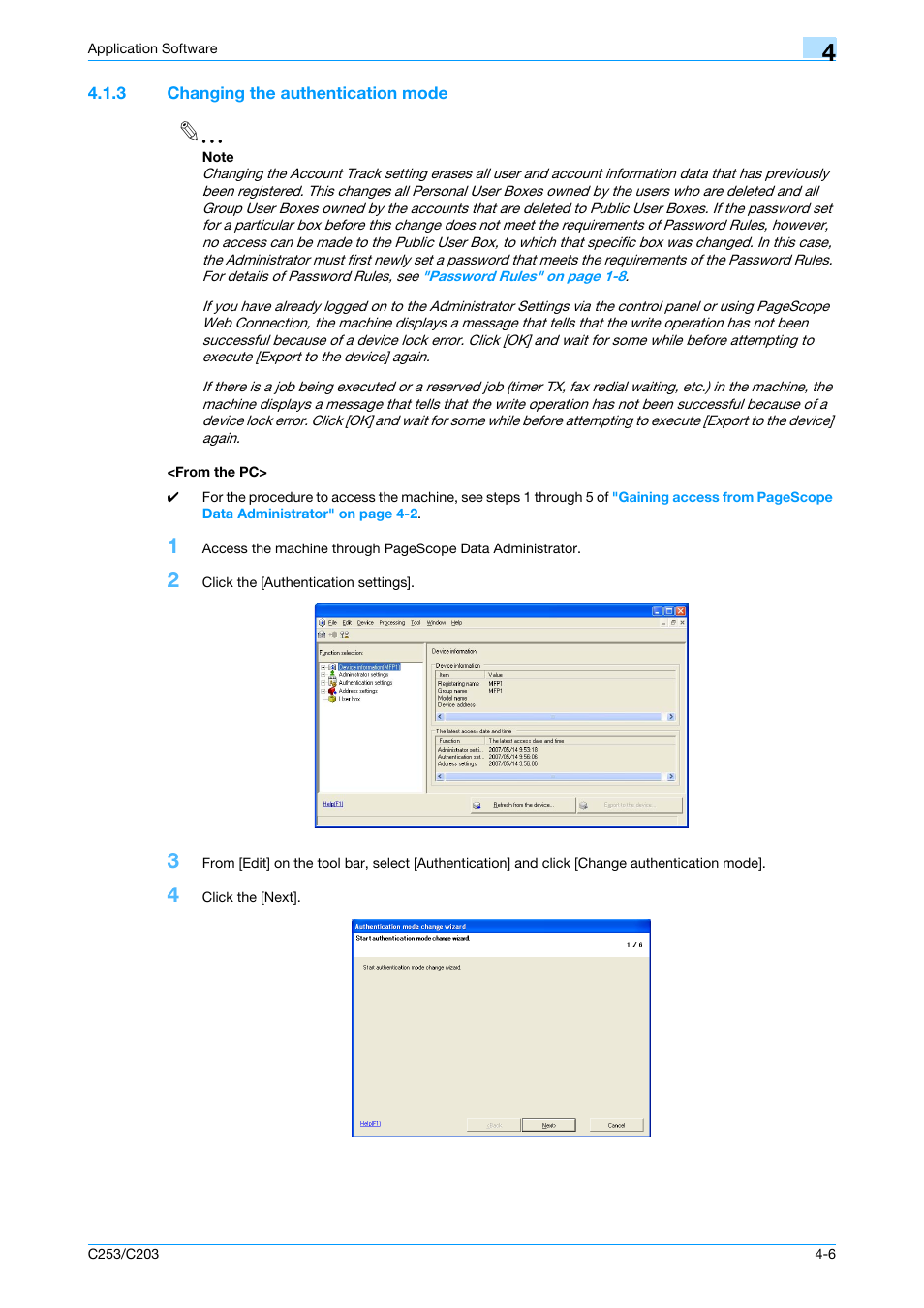 3 changing the authentication mode, From the pc | Konica Minolta BIZHUB C253 User Manual | Page 159 / 186