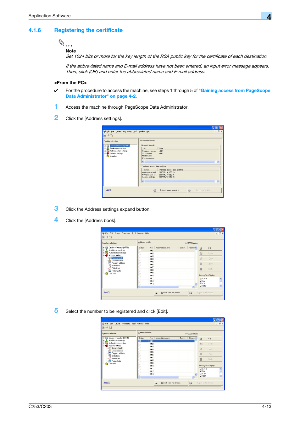 6 registering the certificate, From the pc, Registering the certificate -13 <from the pc> -13 | Konica Minolta BIZHUB C253 User Manual | Page 166 / 186