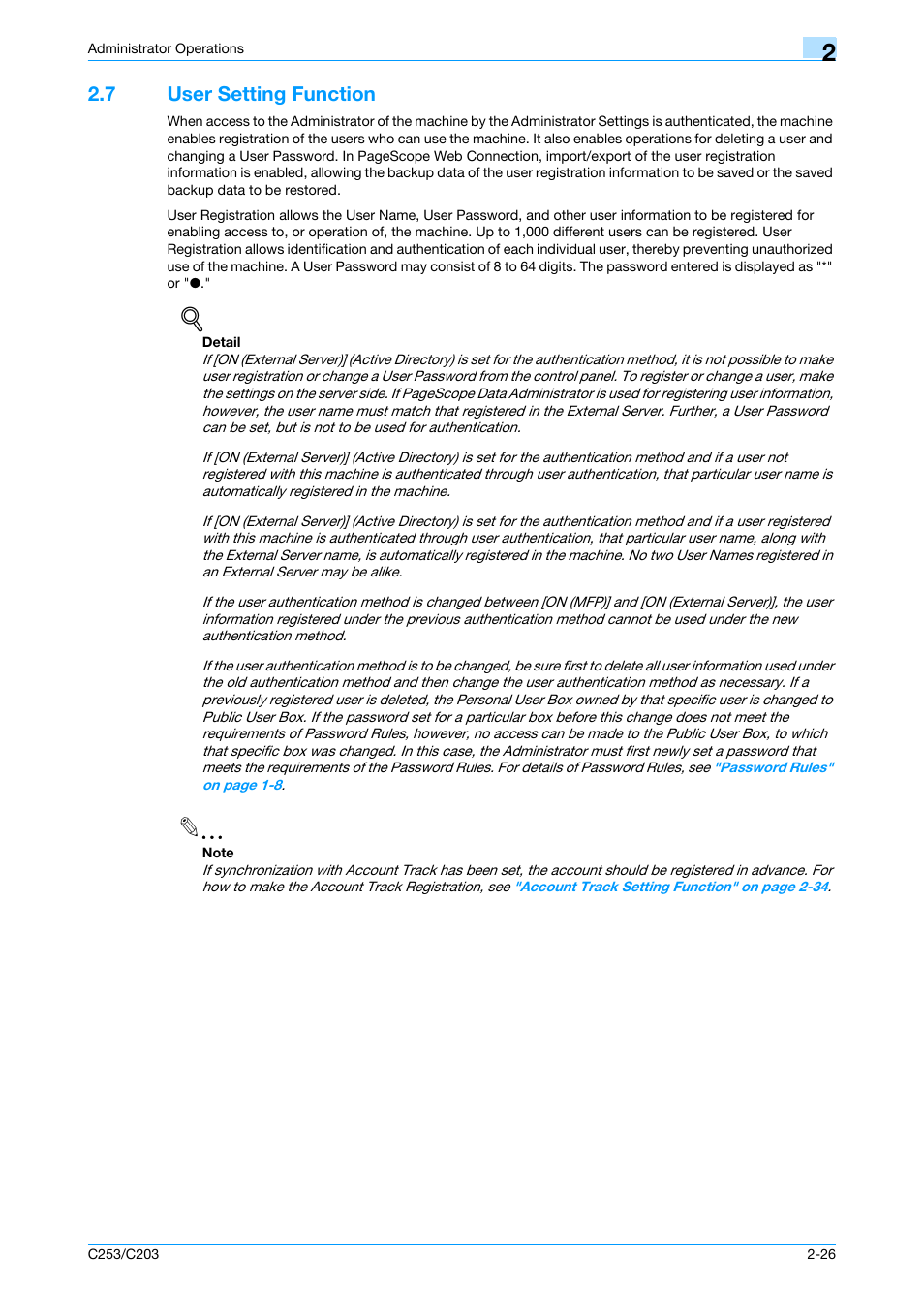 7 user setting function, User setting function -26 | Konica Minolta BIZHUB C253 User Manual | Page 41 / 186