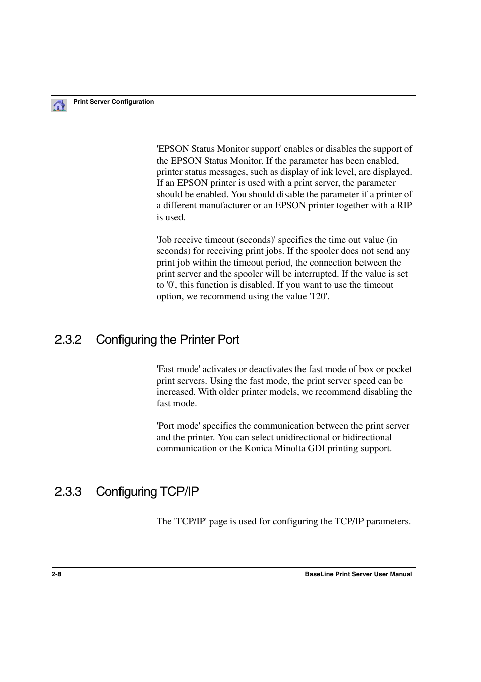 Configuring the printer port, Configuring tcp/ip, 2 configuring the printer port | 3 configuring tcp/ip | Konica Minolta PagePro 1300 Series User Manual | Page 18 / 50