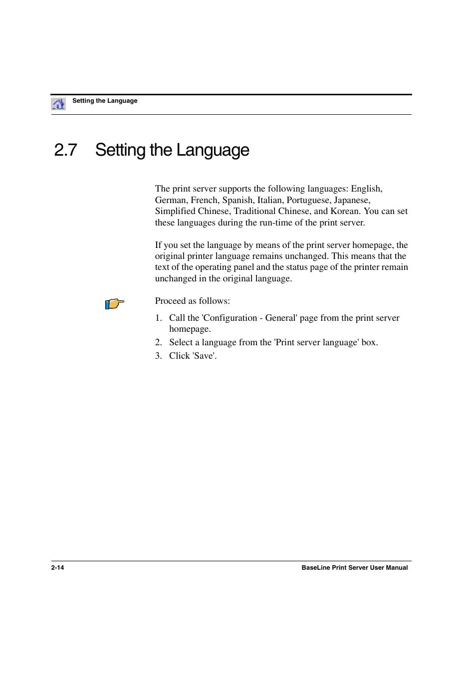 7 setting the language -14, Setting the language, 7 setting the language | Konica Minolta PagePro 1300 Series User Manual | Page 24 / 50
