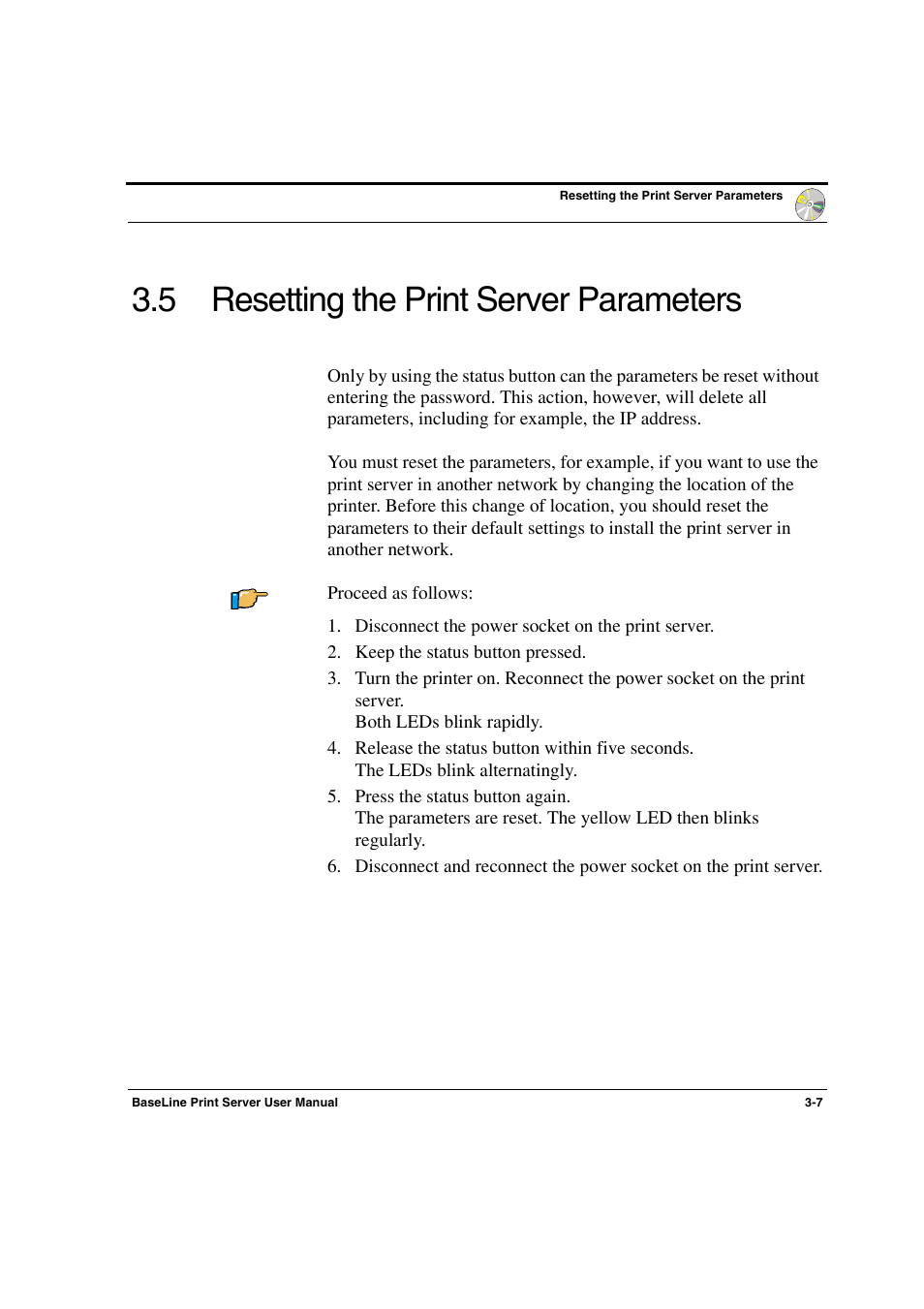 5 resetting the print server parameters -7, Resetting the print server parameters, 5 resetting the print server parameters | Konica Minolta PagePro 1300 Series User Manual | Page 35 / 50