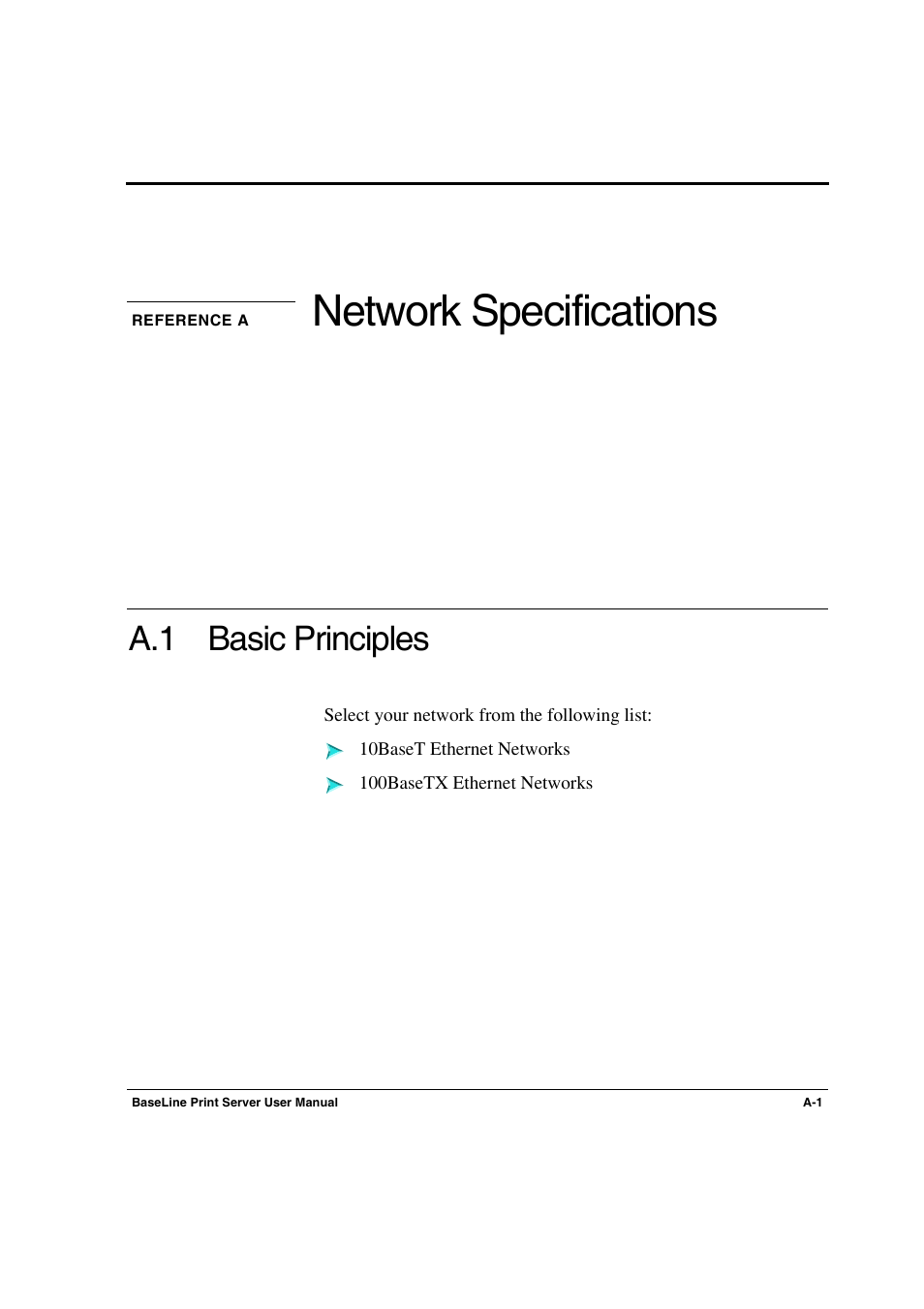 Reference a network specifications, Reference a, Network specifications | A.1 basic principles | Konica Minolta PagePro 1300 Series User Manual | Page 37 / 50