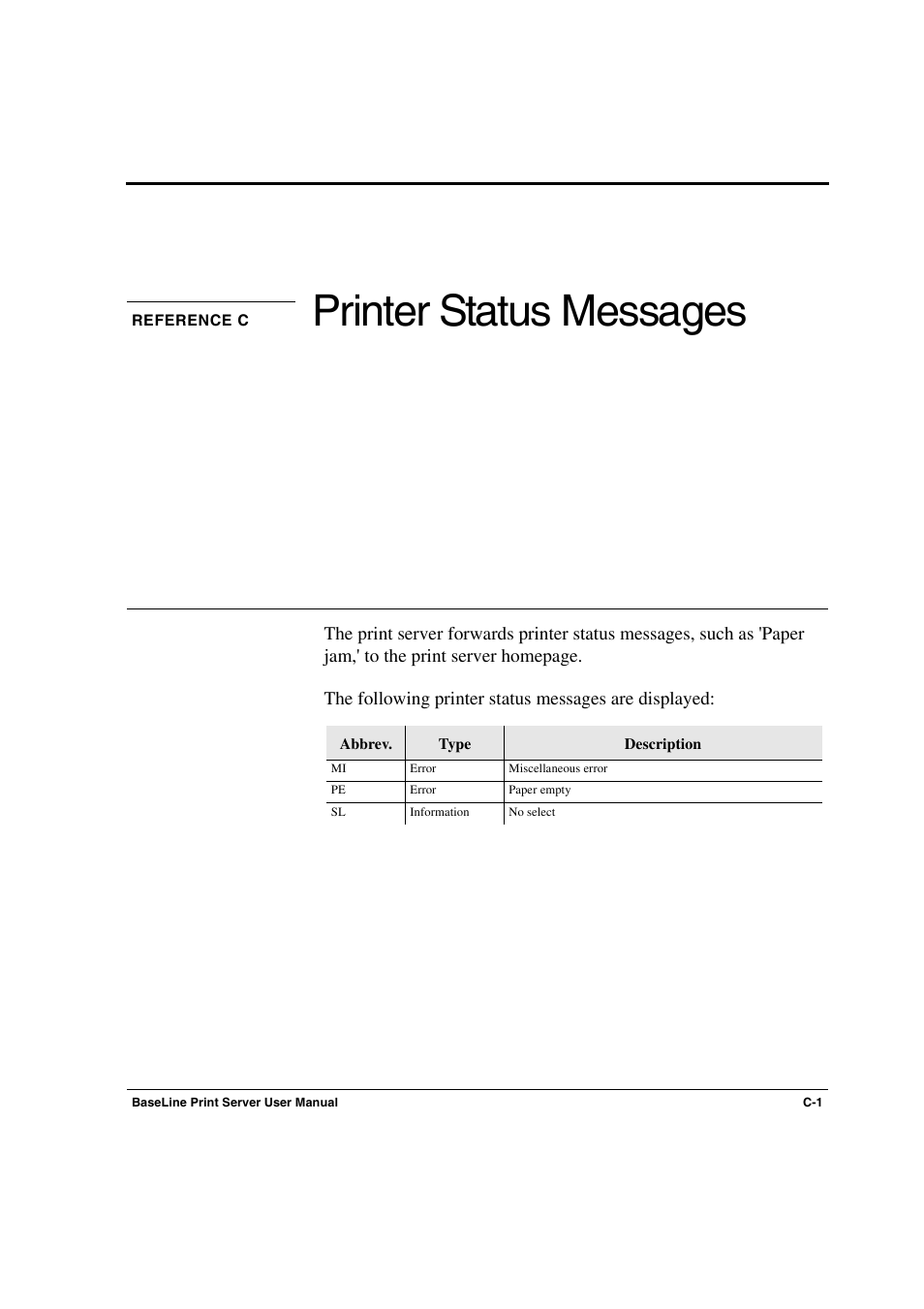 Reference c printer status messages, Reference c, Printer status messages | Konica Minolta PagePro 1300 Series User Manual | Page 45 / 50