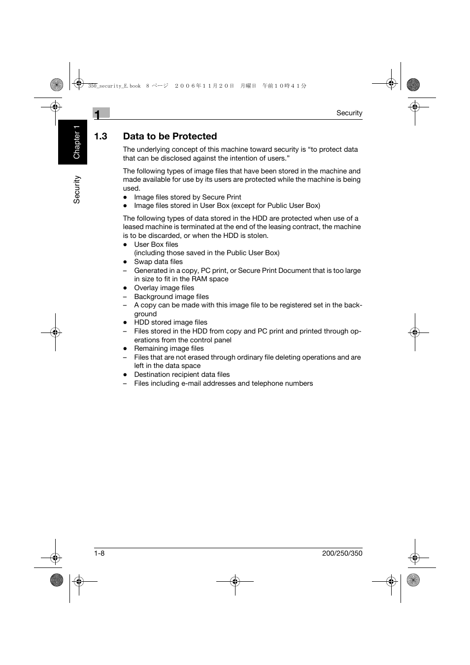 3 data to be protected, Data to be protected -8 | Konica Minolta bizhub 200 User Manual | Page 13 / 90