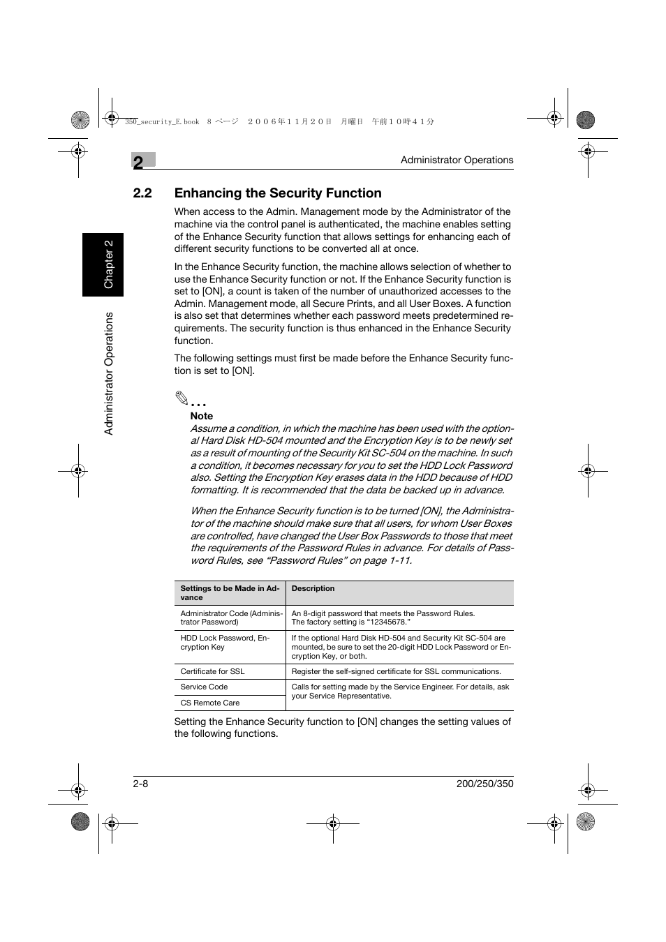2 enhancing the security function, Enhancing the security function -8 | Konica Minolta bizhub 200 User Manual | Page 25 / 90