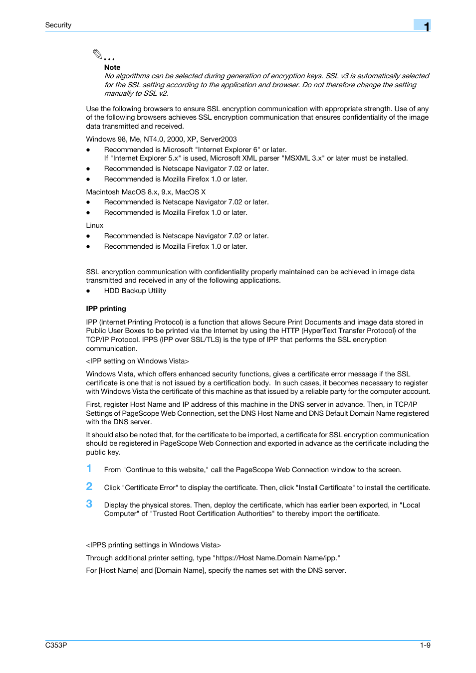 Ipp printing, Ipp printing -9 | Konica Minolta bizhub C353P User Manual | Page 14 / 96