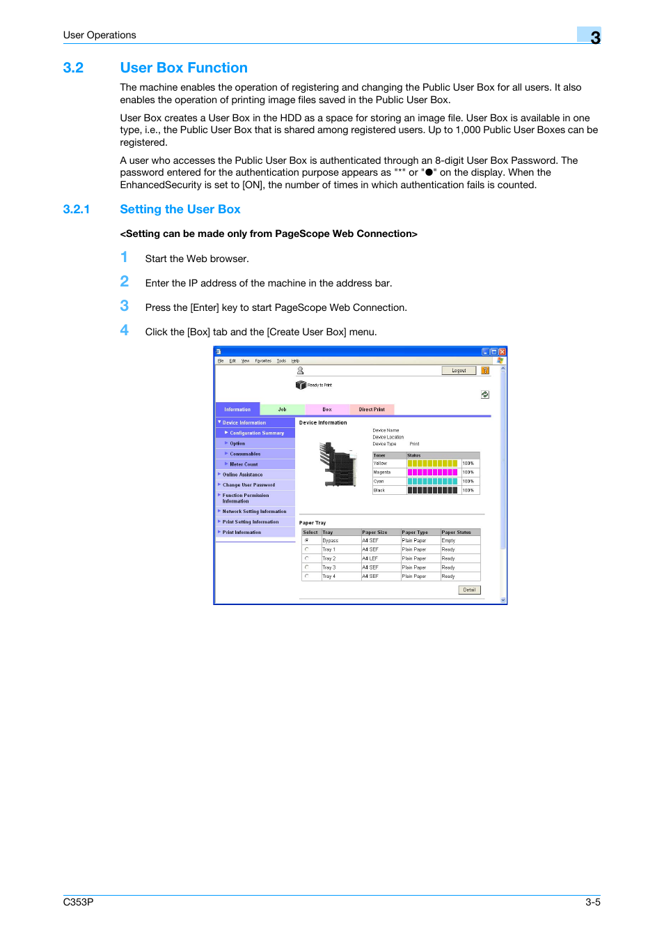 2 user box function, 1 setting the user box, User box function -5 | Konica Minolta bizhub C353P User Manual | Page 72 / 96