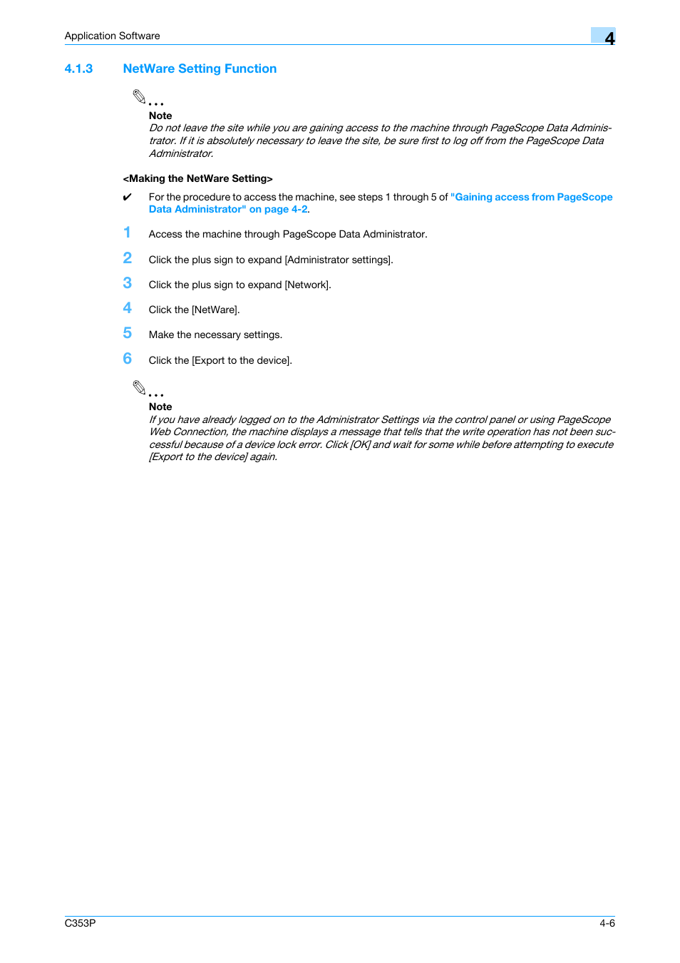 3 netware setting function, Making the netware setting | Konica Minolta bizhub C353P User Manual | Page 85 / 96